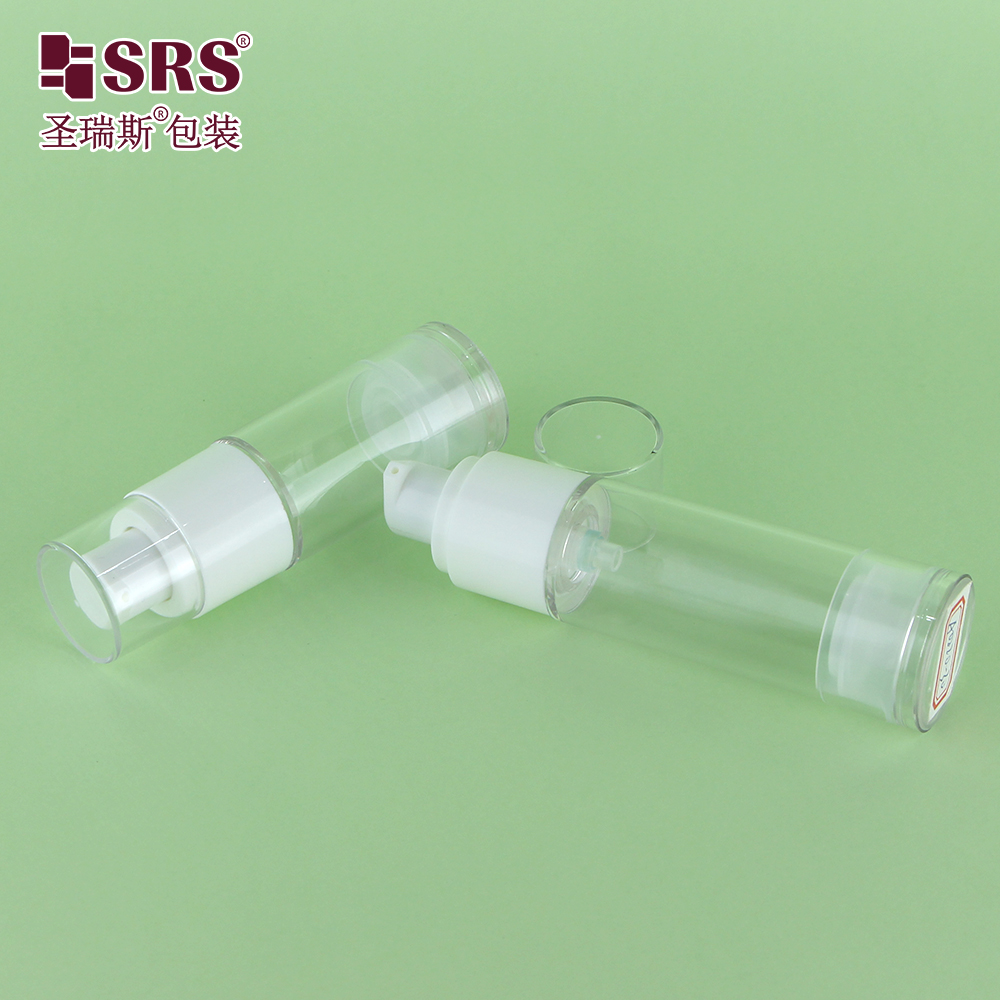 Customized Cosmetic Bottle 15ml 30ml 50ml AS Round Packaging Container Airless Pump Bottle