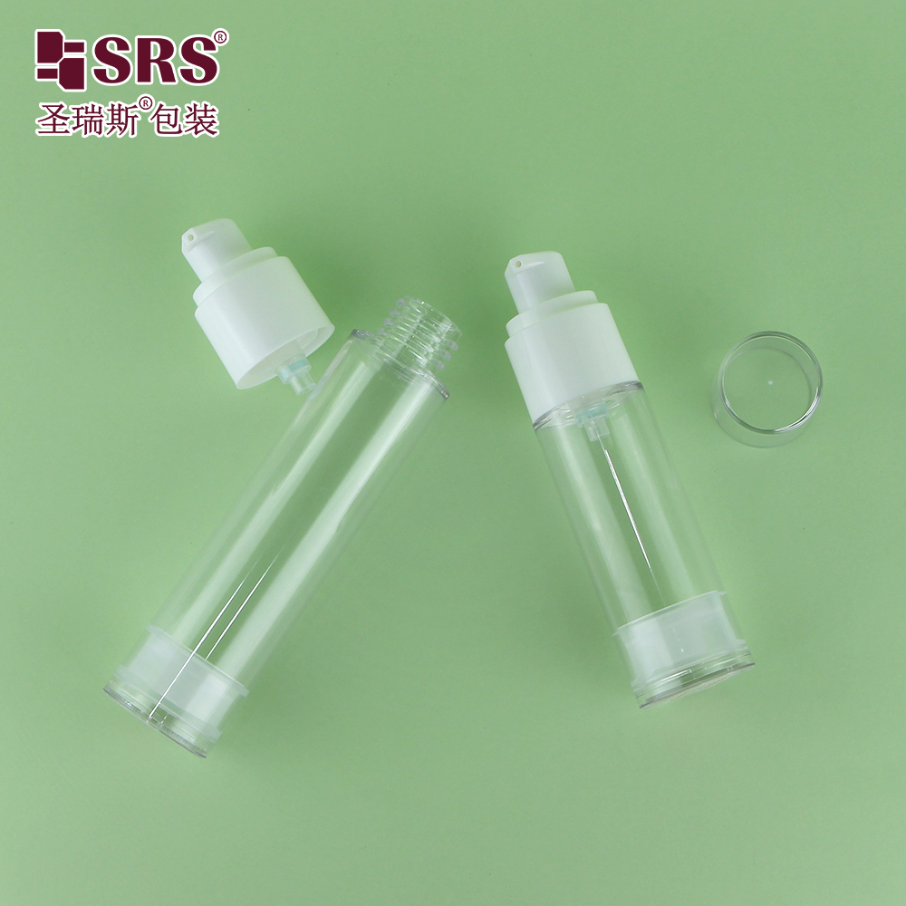 Customized Cosmetic Bottle 15ml 30ml 50ml AS Round Packaging Container Airless Pump Bottle