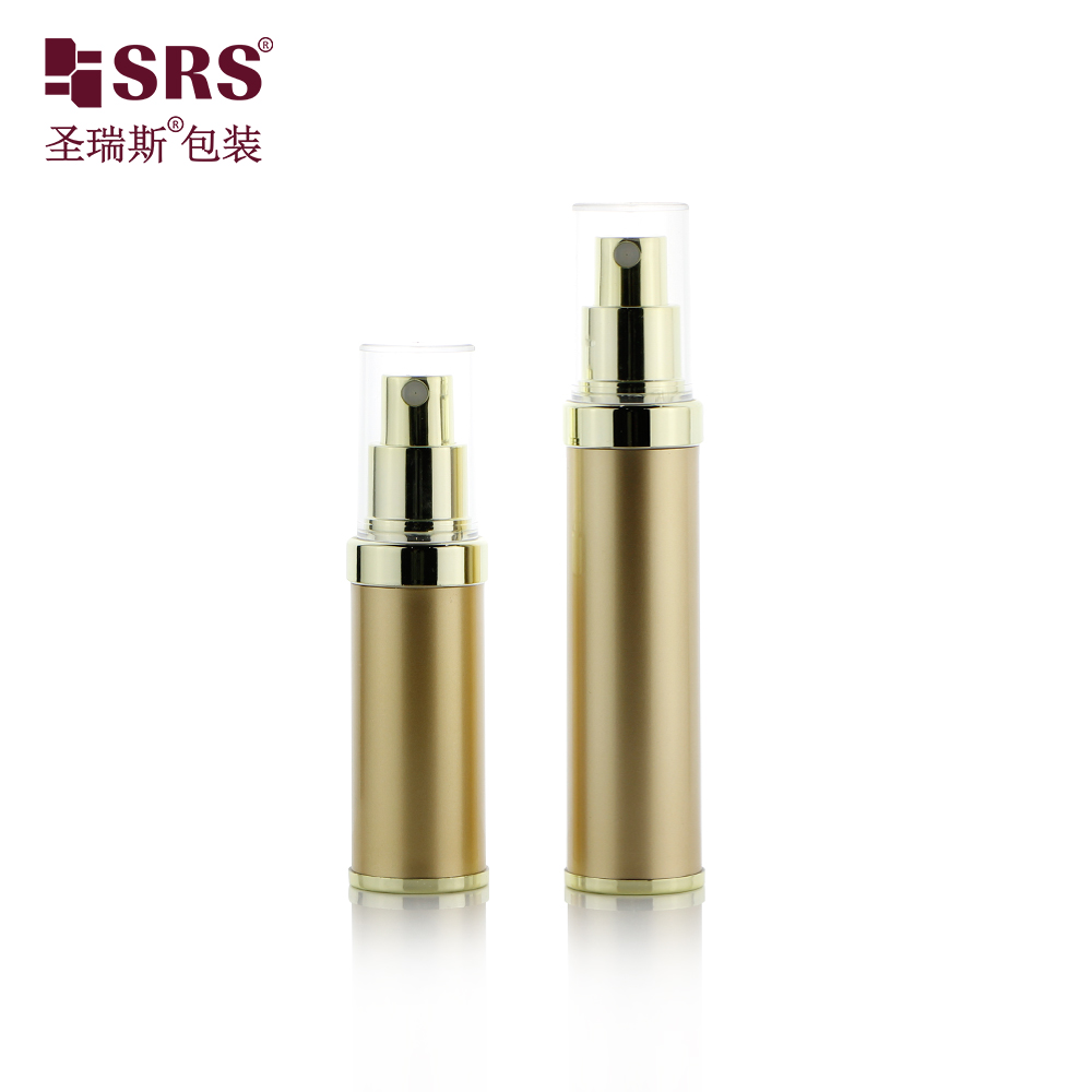 Custom matt gold color AS 20ml 30ml airless foundation plastic bottle