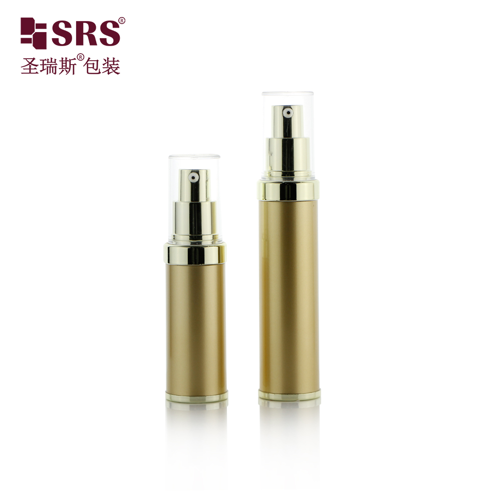 Custom matt gold color AS 20ml 30ml airless foundation plastic bottle