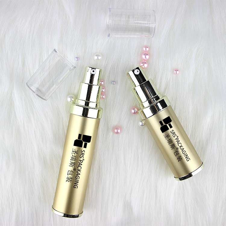 Custom matt gold color AS 20ml 30ml airless foundation plastic bottle