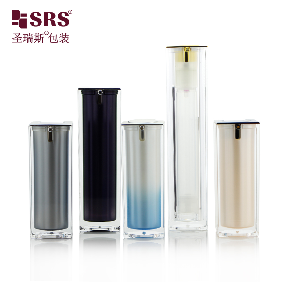 A050 Cosmetic Skincare Empty 15ml 30ml 50ml Double Wall Square Bule Lotion Acrylic Bottle