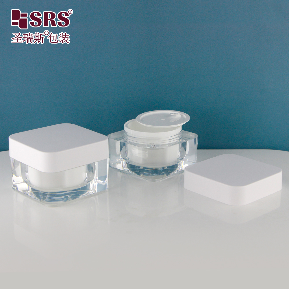 Empty 30g 50g 30ml white Eye Cream Lotion Container White Double Wall Cosmetic acrylic powder jars