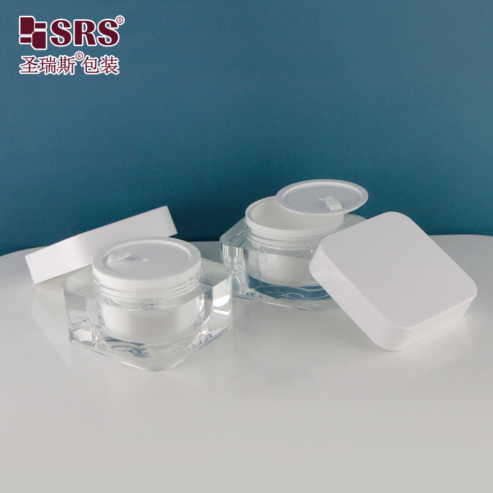 Empty 30g 50g 30ml white Eye Cream Lotion Container White Double Wall Cosmetic acrylic powder jars