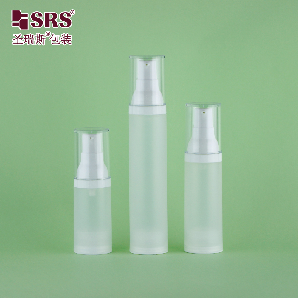 Recycled cosmetic packaging 15ml 30ml 50ml airless pump skincare bottle custom logo printing