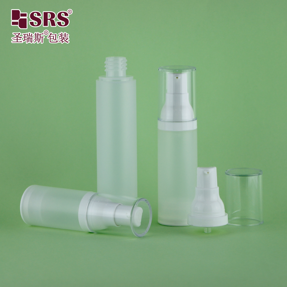 Recycled cosmetic packaging 15ml 30ml 50ml airless pump skincare bottle custom logo printing