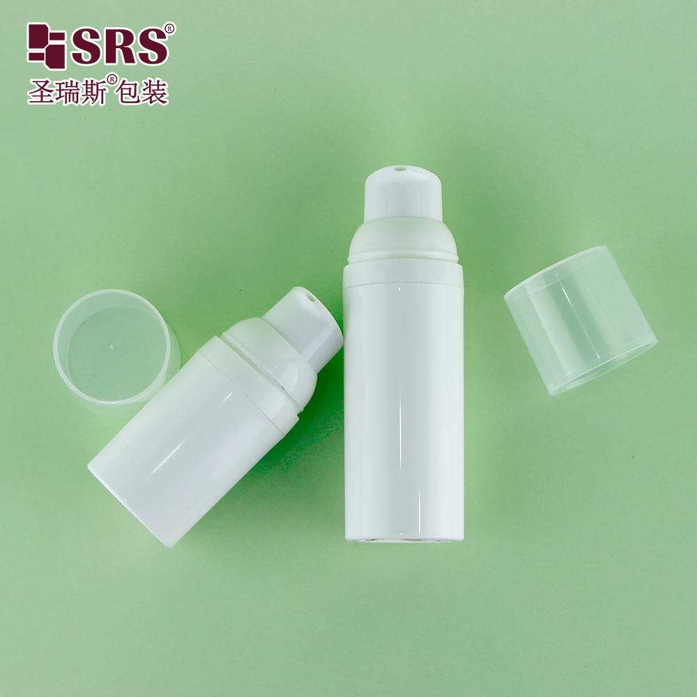 Competitive price 100% PCR plastic white PP airless pump plastic bottle 30ml 50ml 75ml 100ml