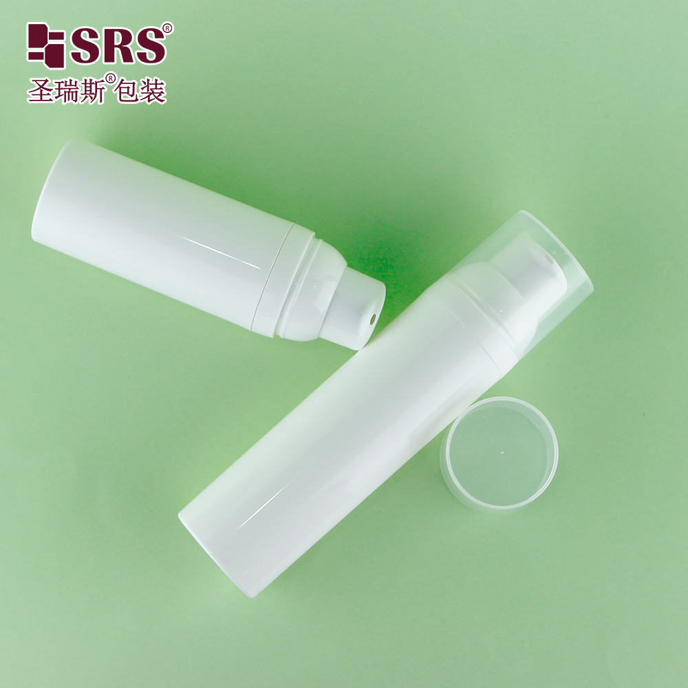 Competitive price 100% PCR plastic white PP airless pump plastic bottle 30ml 50ml 75ml 100ml