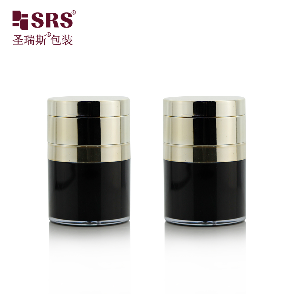 A102 Custom Round Acrylic Airless Pump Jar with Mirror Empty Cosmetic Make Up Foundation Jars 15ml 30ml