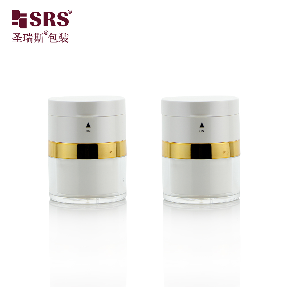 A102 Custom Round Acrylic Airless Pump Jar with Mirror Empty Cosmetic Make Up Foundation Jars 15ml 30ml