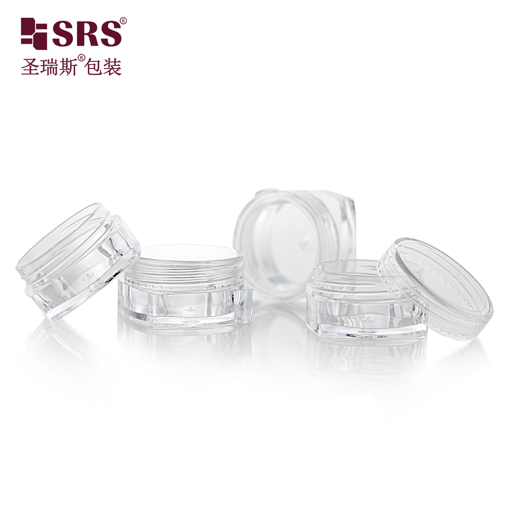 5g Empty Transparent PS Plastic Round Bottom Cosmetics Packing Cream Jar Colorful Cap