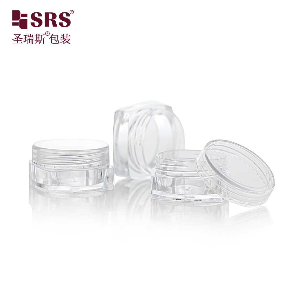 5g Empty Transparent PS Plastic Round Bottom Cosmetics Packing Cream Jar Colorful Cap