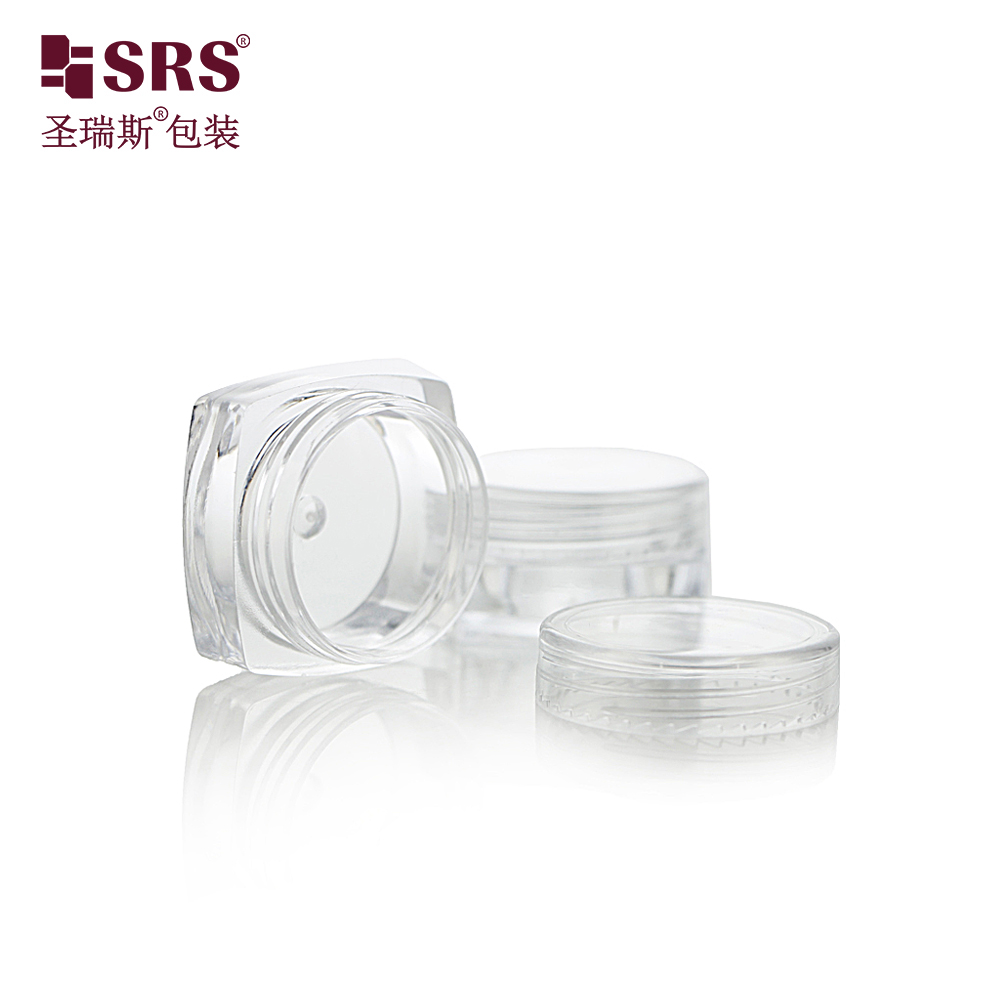 5g Empty Transparent PS Plastic Round Bottom Cosmetics Packing Cream Jar Colorful Cap