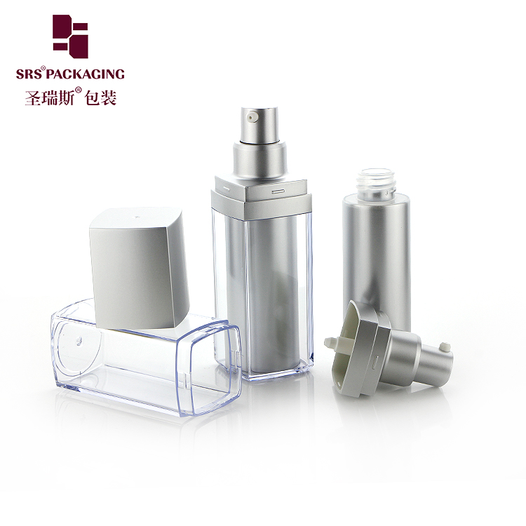 15ml 30ml 50ml Luxury Square Shape Acrylic Airless Lotion Pump Bottle Skin Care Packaging