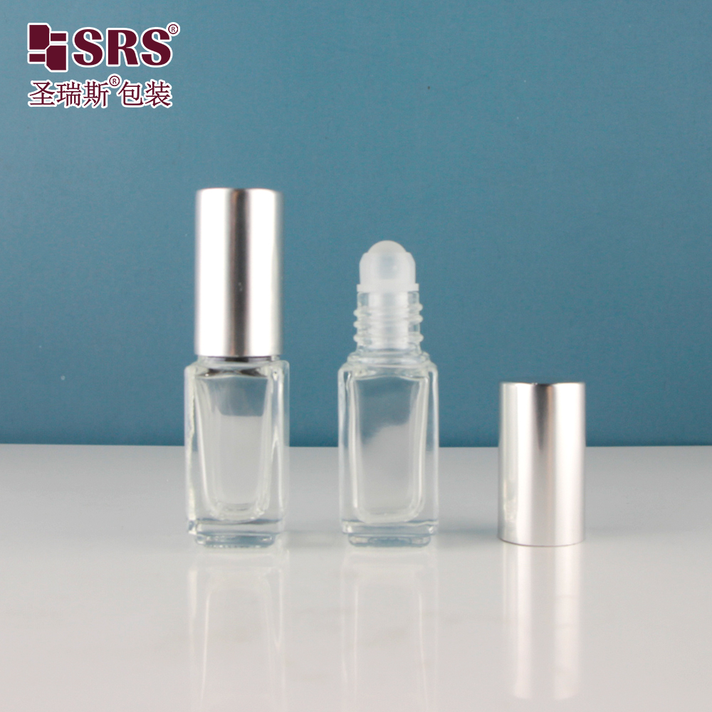 New Arrival 5ml Transparent Square Glass Roll On Essential Lip Oil Glass Bottle Package