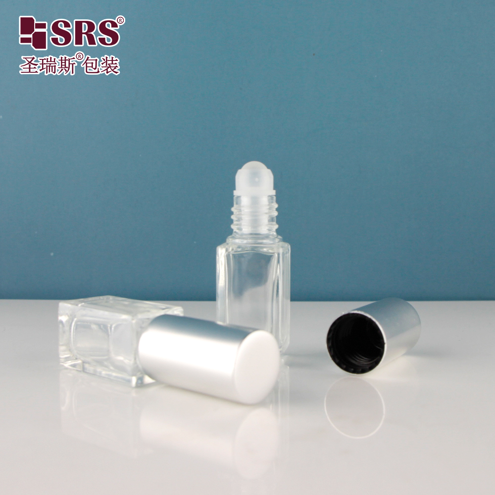 New Arrival 5ml Transparent Square Glass Roll On Essential Lip Oil Glass Bottle Package