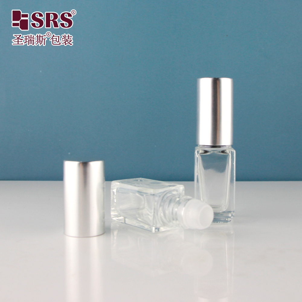 New Arrival 5ml Transparent Square Glass Roll On Essential Lip Oil Glass Bottle Package