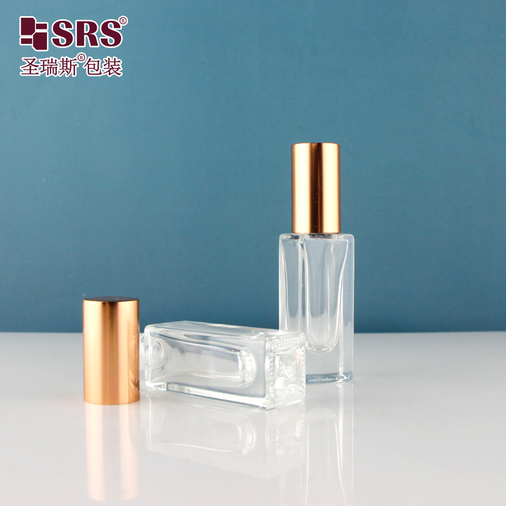 Empty Square Essential Oil Bottles Perfume Custom Color Clear 5ml Glass Roll On Bottle With Cap