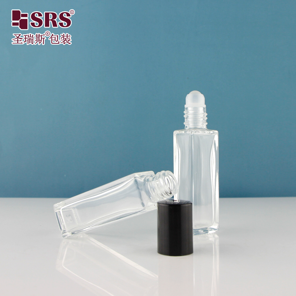 Square Free samples lip gloss glass bottle 8ml roll on bottle with screw lids