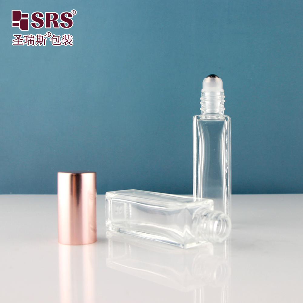 Square Free samples lip gloss glass bottle 8ml roll on bottle with screw lids