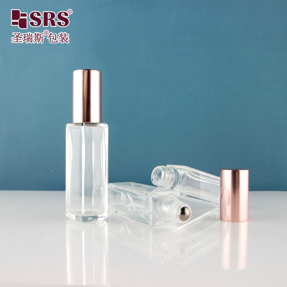 Square Free samples lip gloss glass bottle 8ml roll on bottle with screw lids