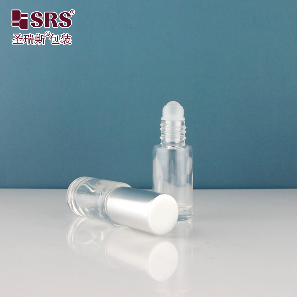 5ml Empty Round Shape Clear Luxury Perfume Applicator Steel Balls Bottles Glass Roller Ball Bottle