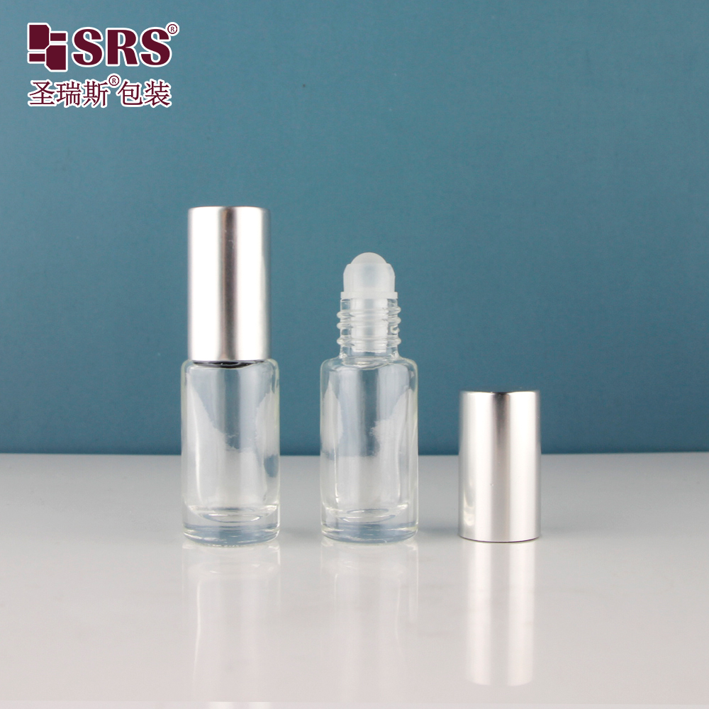 5ml Empty Round Shape Clear Luxury Perfume Applicator Steel Balls Bottles Glass Roller Ball Bottle