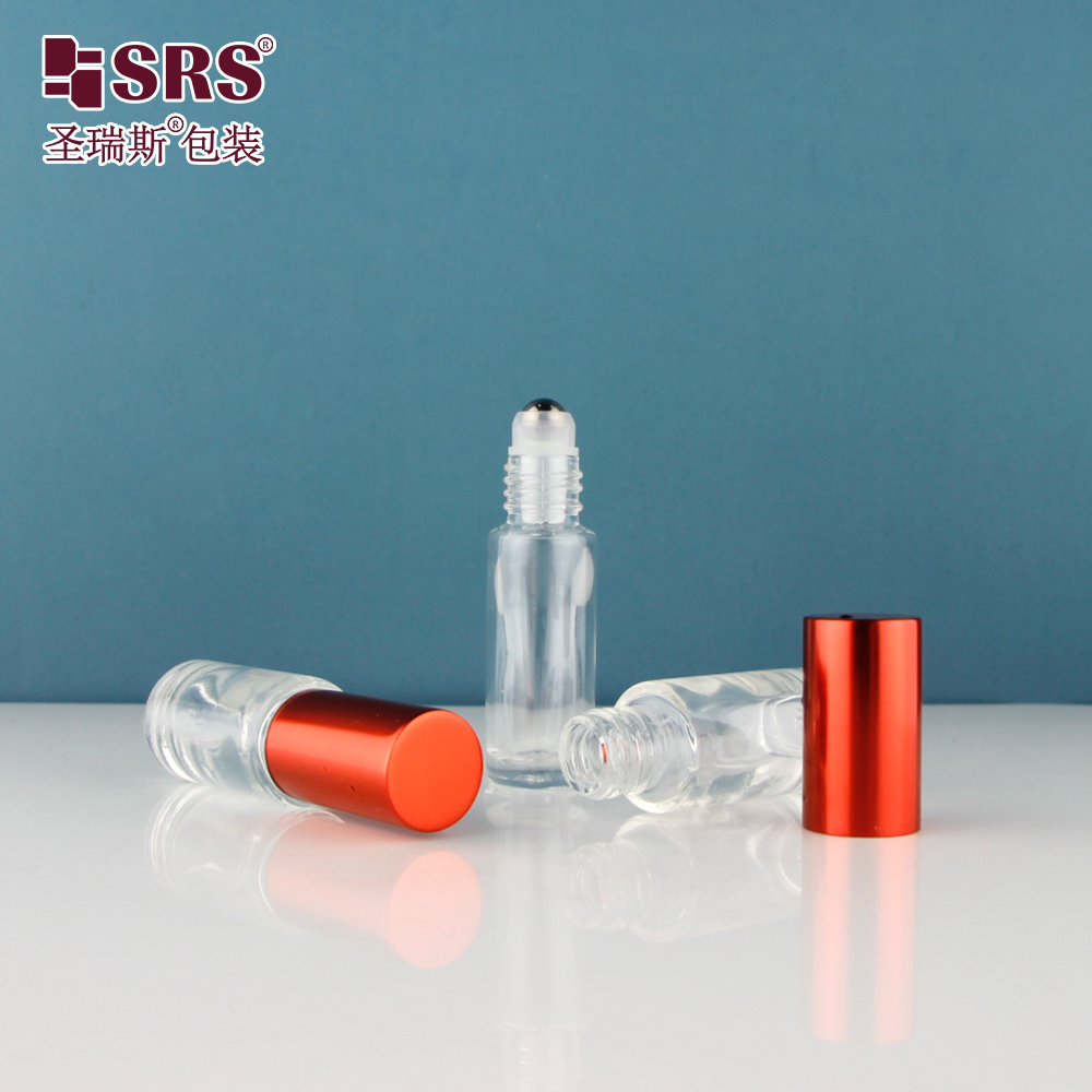 5ml Empty Round Shape Clear Luxury Perfume Applicator Steel Balls Bottles Glass Roller Ball Bottle