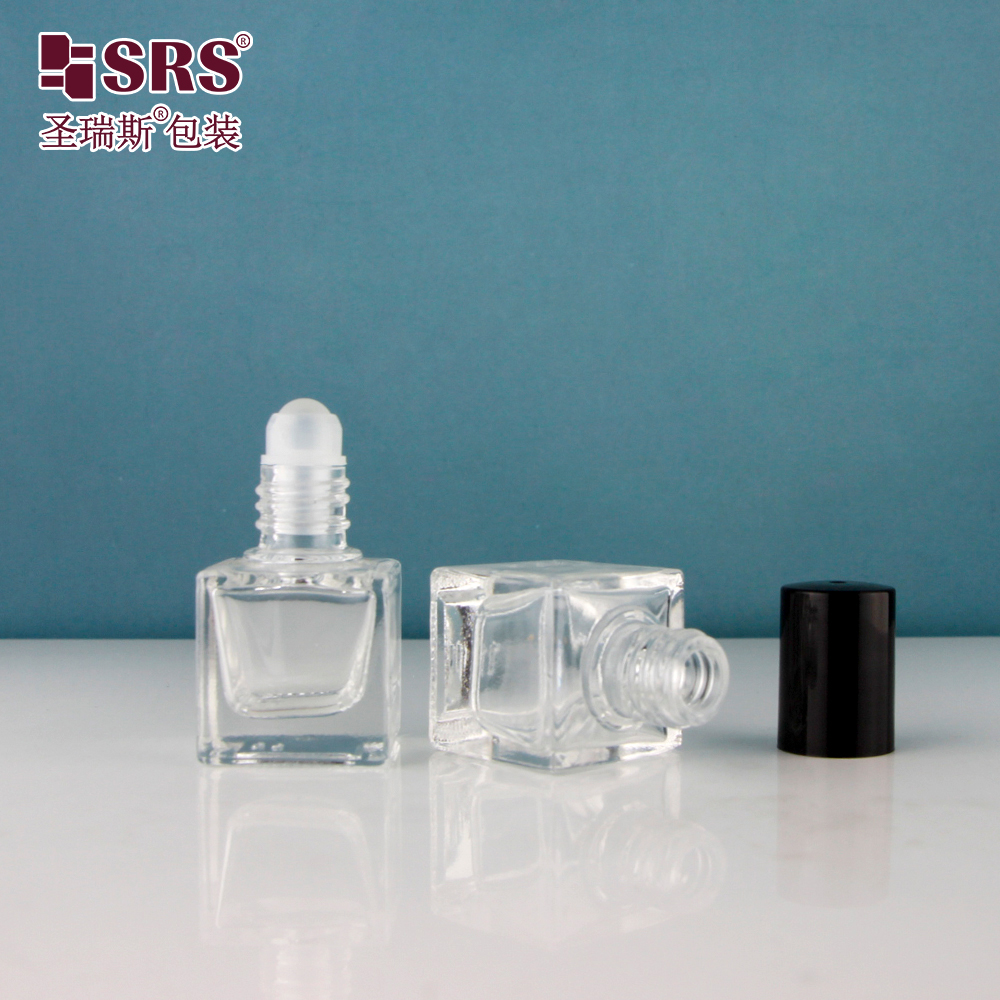 Small Capacity Square 5ml High Quality Glass Roll On Bottle For Perfume Essential Oil