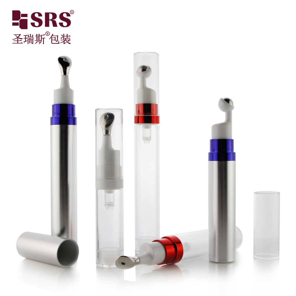 Luxury 8ml 10ml 15ml Custom Decoration PETG Plastic Airless Press Eye Cream Roll On Bottle