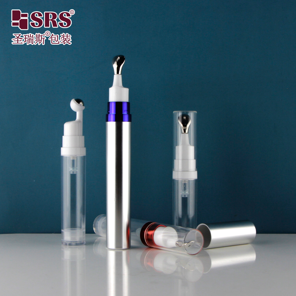 Luxury 8ml 10ml 15ml Custom Decoration PETG Plastic Airless Press Eye Cream Roll On Bottle