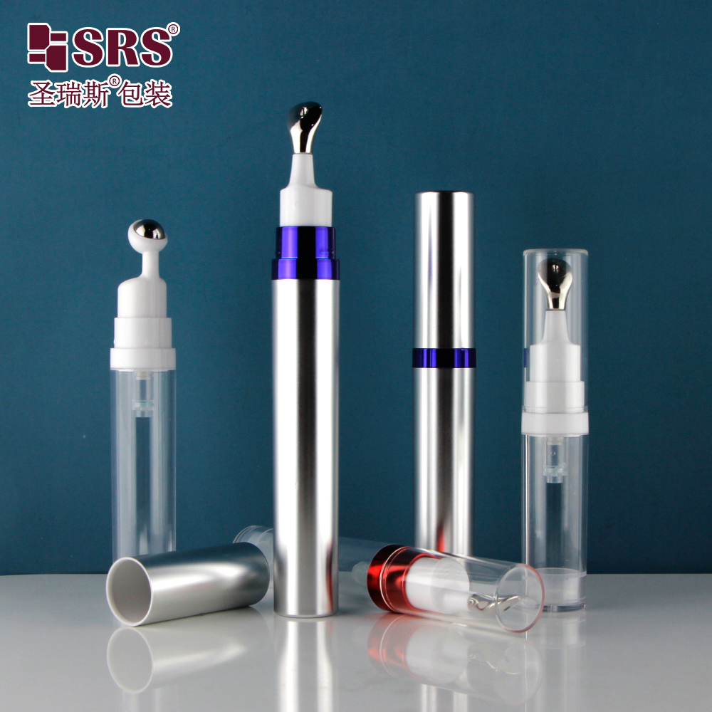 Luxury 8ml 10ml 15ml Custom Decoration PETG Plastic Airless Press Eye Cream Roll On Bottle