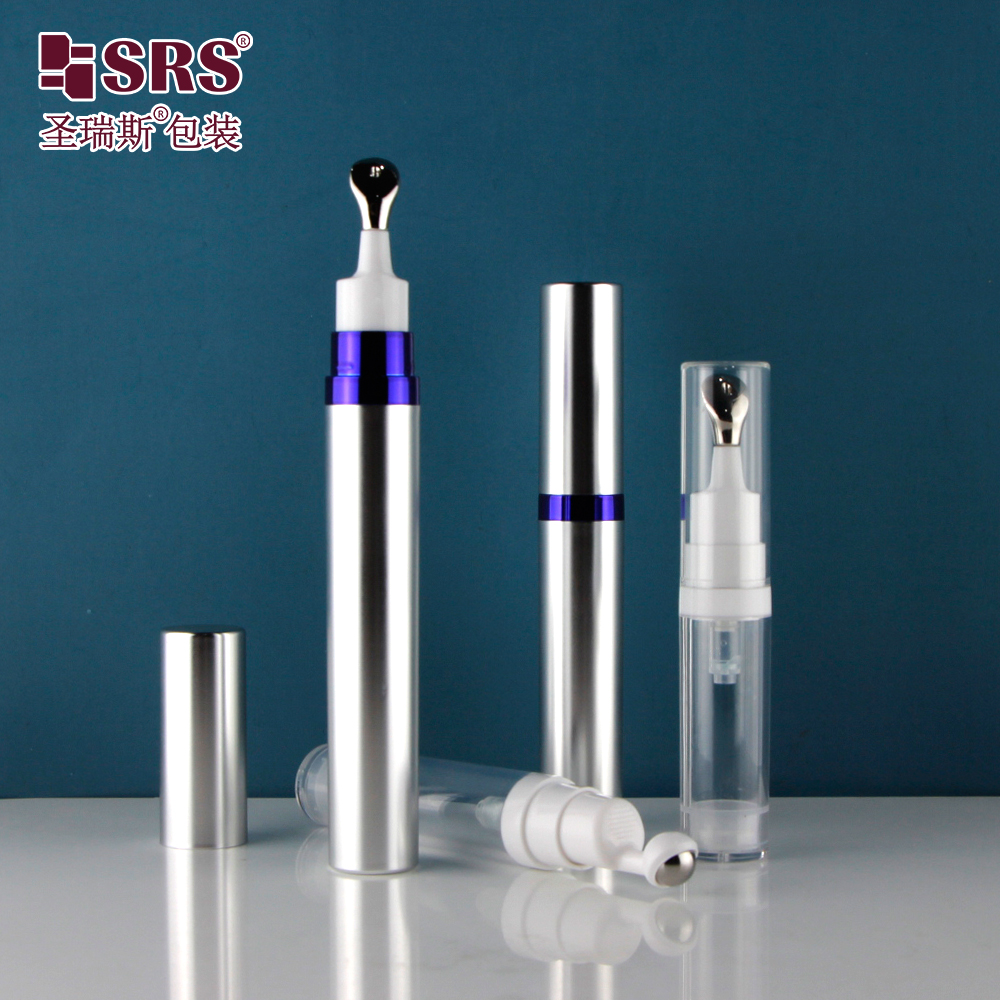 Luxury 8ml 10ml 15ml Custom Decoration PETG Plastic Airless Press Eye Cream Roll On Bottle