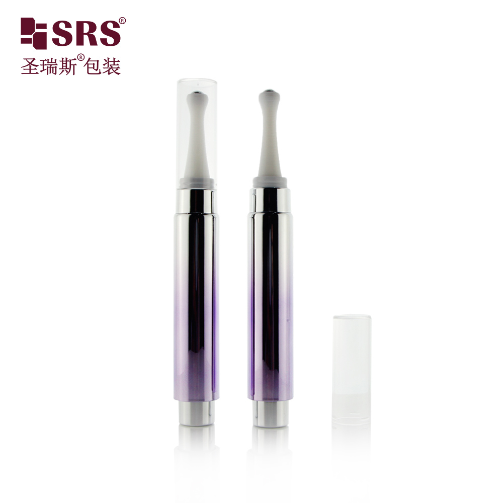 Custom 5ml Gradient Color Double Wall PETG Plastic Airless Press Eye Cream Roller Bottle