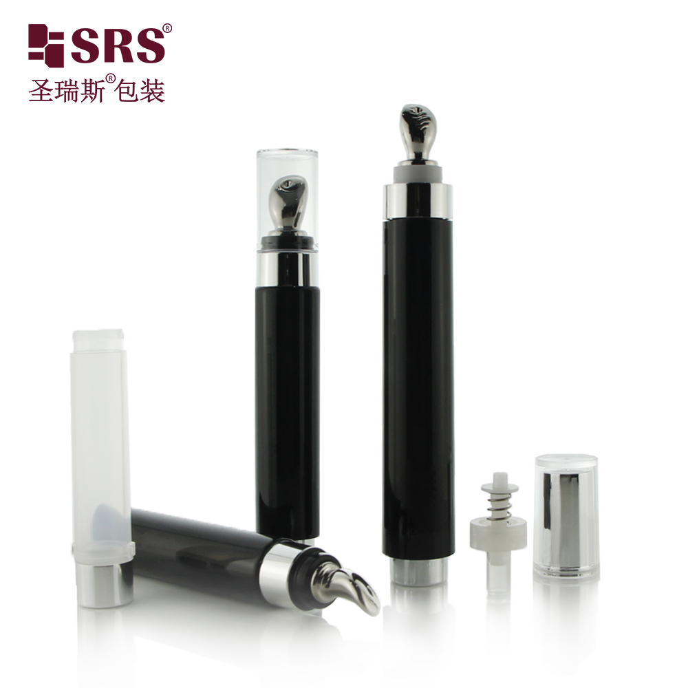 5ml 10ml Wholesale Black Eye Cream Mini Small Airless Plastic Pump Serum Roll On Bottle 