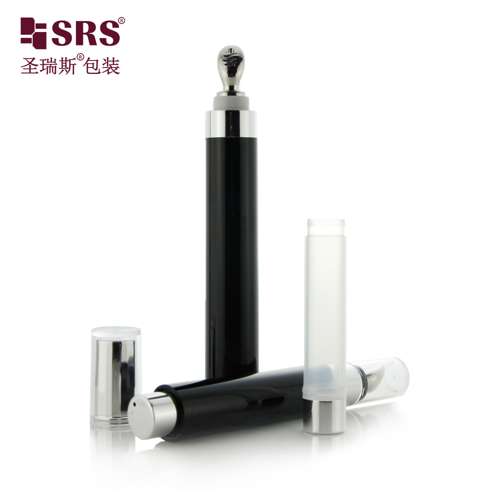 5ml 10ml Wholesale Black Eye Cream Mini Small Airless Plastic Pump Serum Roll On Bottle 