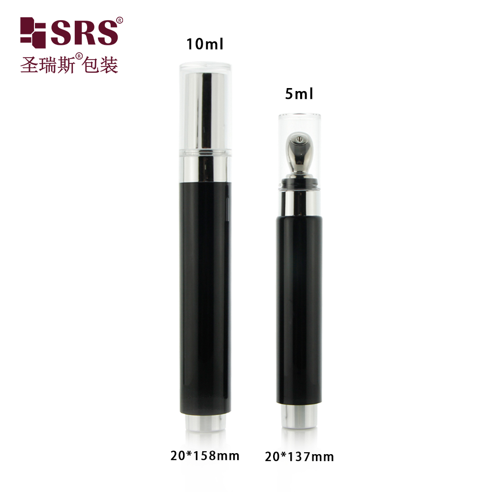 5ml 10ml Wholesale Black Eye Cream Mini Small Airless Plastic Pump Serum Roll On Bottle 