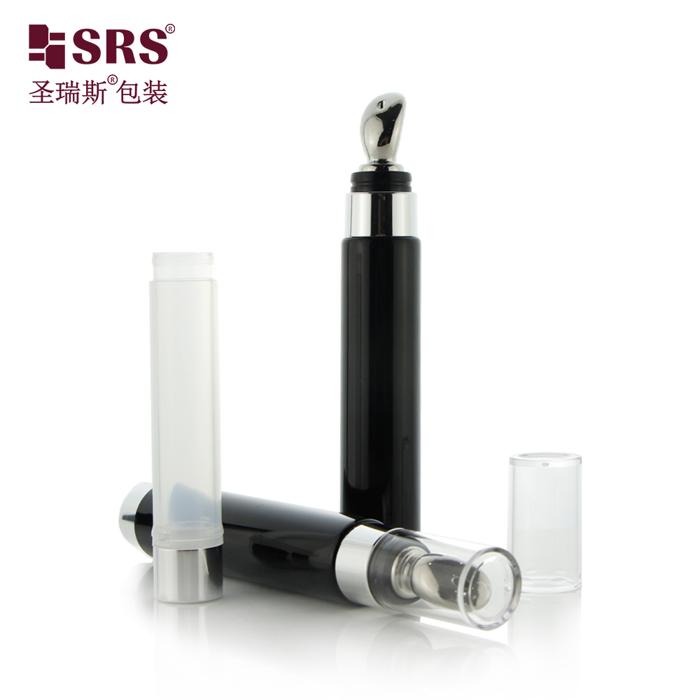 5ml 10ml Wholesale Black Eye Cream Mini Small Airless Plastic Pump Serum Roll On Bottle 