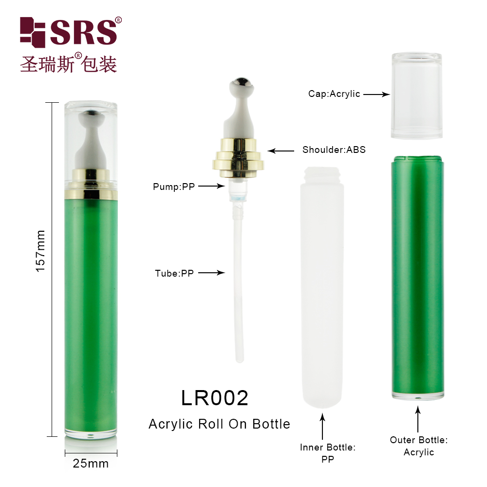 SRS PACKAGING Acrylic Empty Cosmetic Serum Roll On Eye Cream Bottle