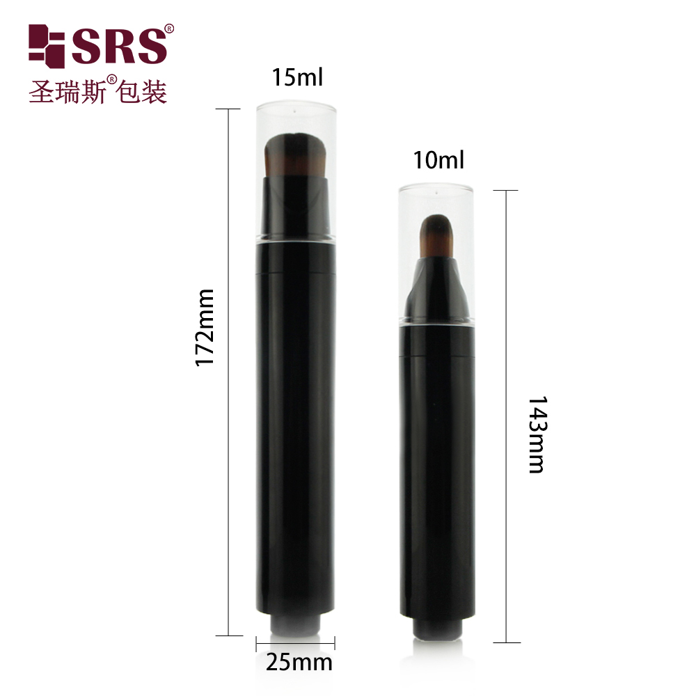 New Design Plastic 10ml 15 ml Cosmetic Airless Pump Bottle Liquid Foundation Bottle With Brush