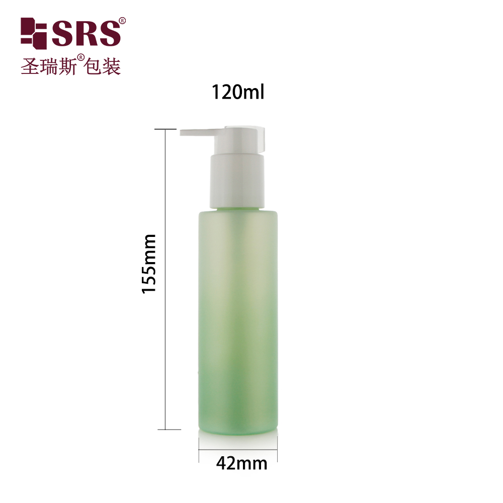 4oz skincare product cosmetic packaging 120ml gradient color flat pet bottle with lock pump