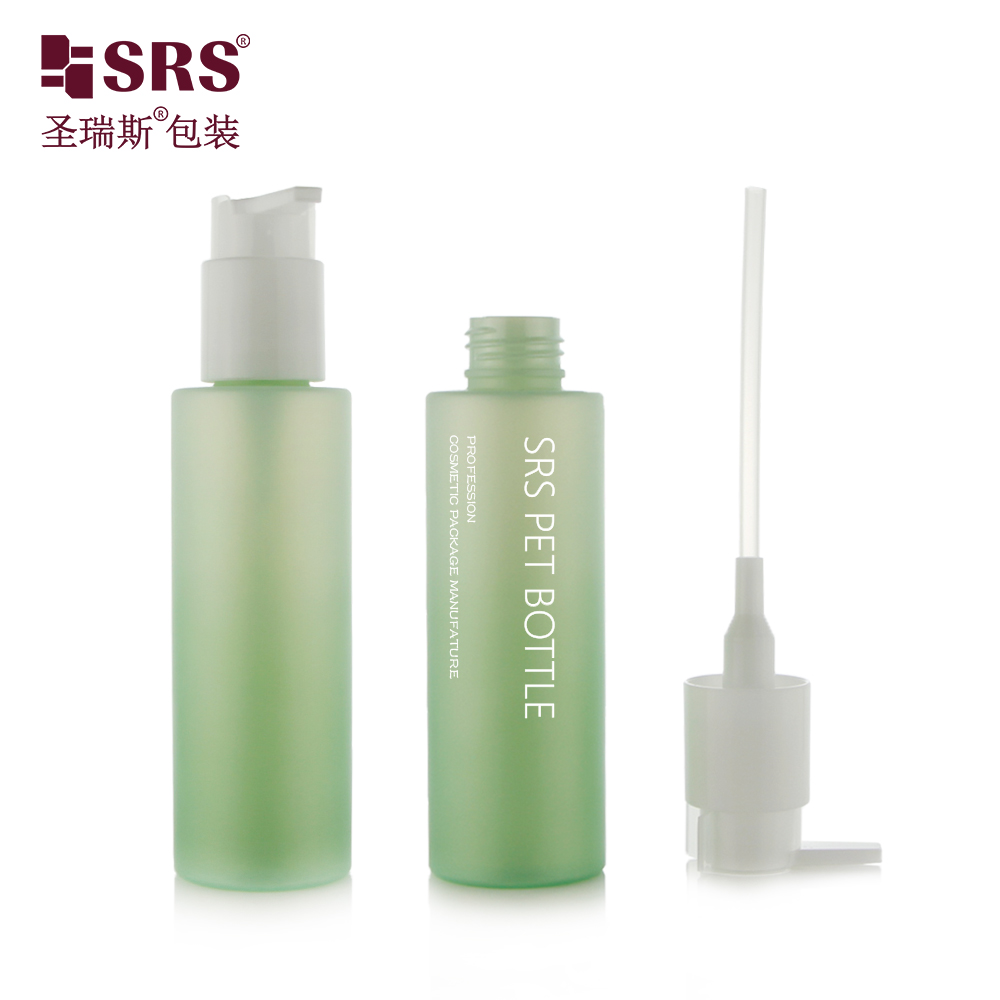 4oz skincare product cosmetic packaging 120ml gradient color flat pet bottle with lock pump