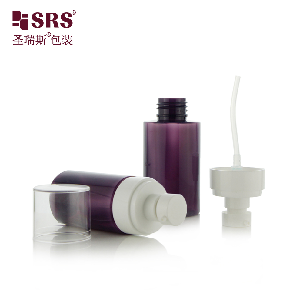 Cosmetic packaging customize color round shape pet plastic bottle with skincare lotion pump