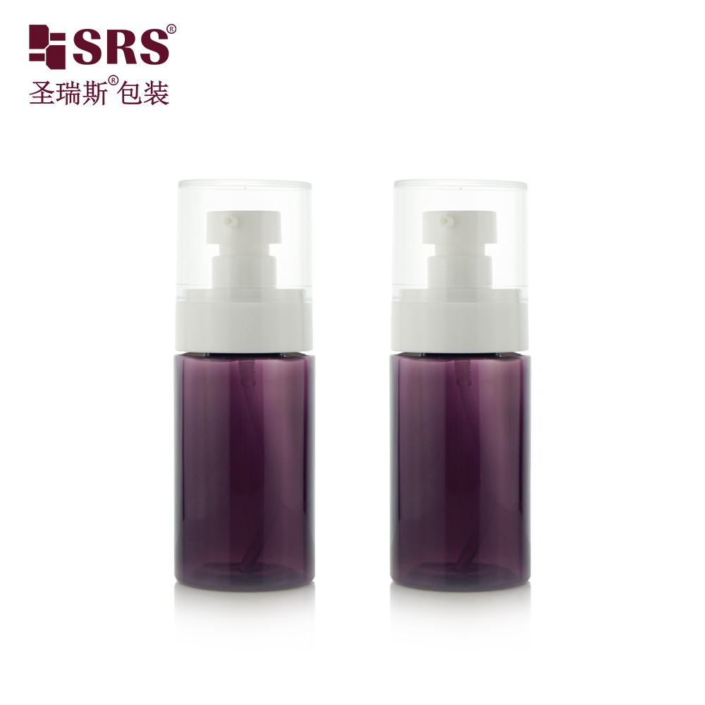 Cosmetic packaging customize color round shape pet plastic bottle with skincare lotion pump