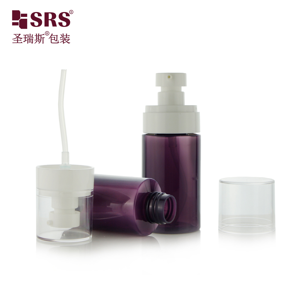 Cosmetic packaging customize color round shape pet plastic bottle with skincare lotion pump