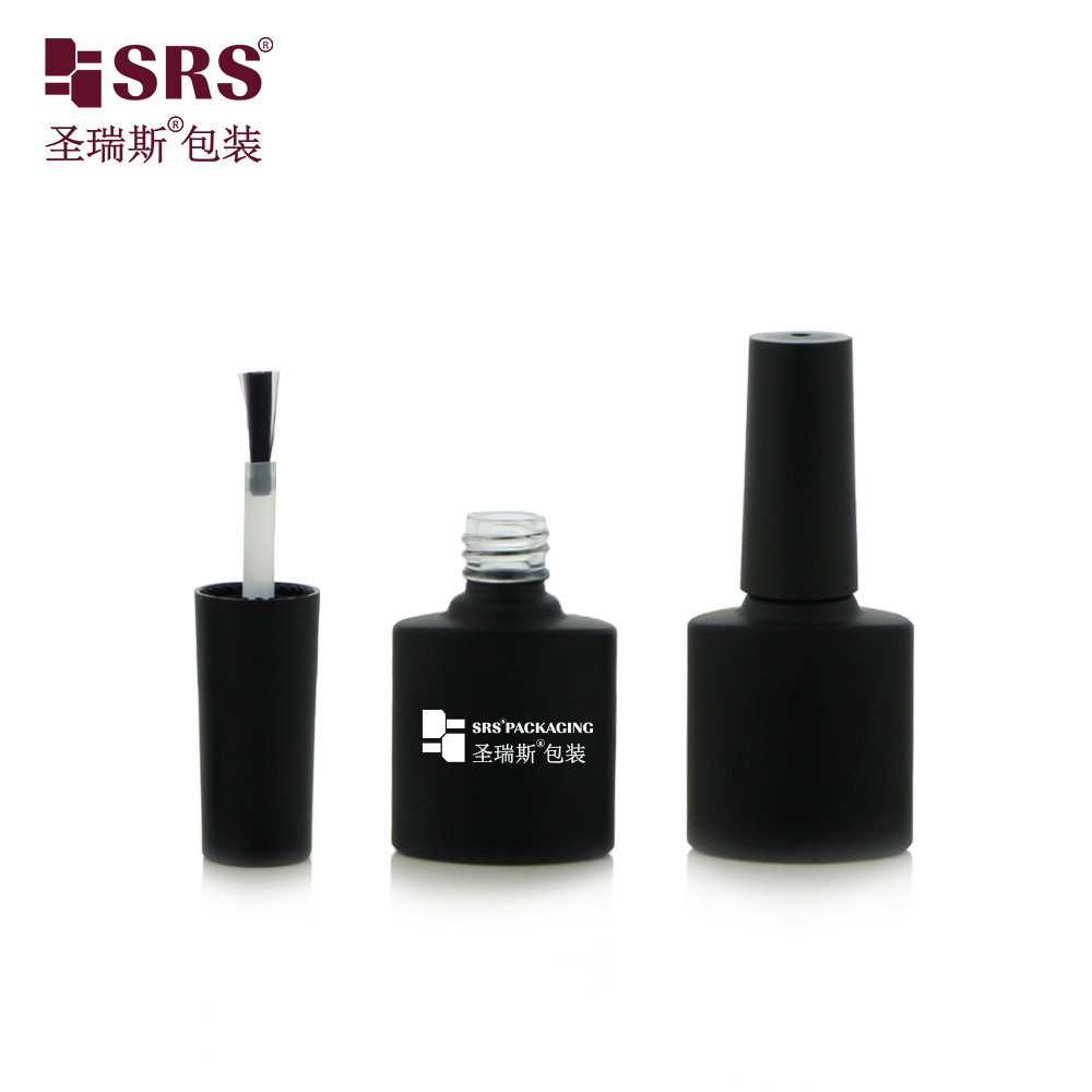7ml Glass Bottles With Brush Paint Black Luxury Customization Empty Nail Polish Bottle