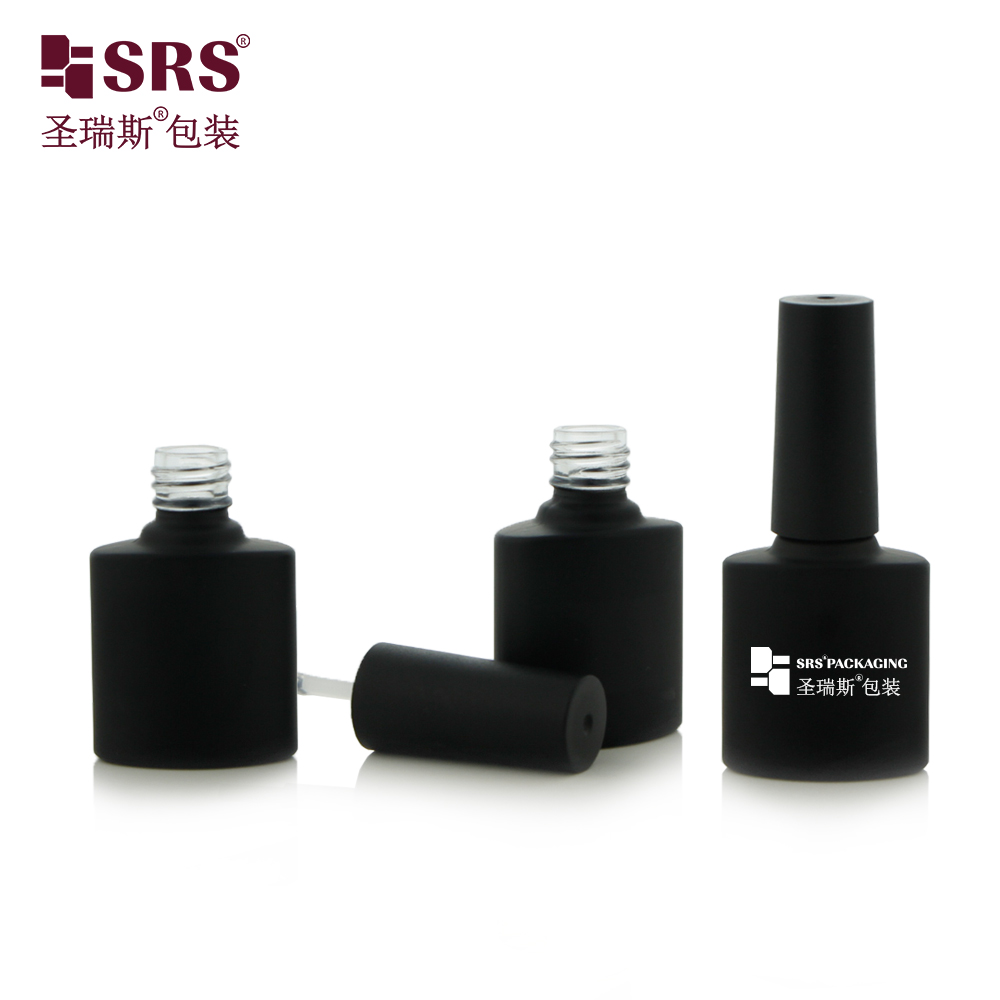 7ml Glass Bottles With Brush Paint Black Luxury Customization Empty Nail Polish Bottle