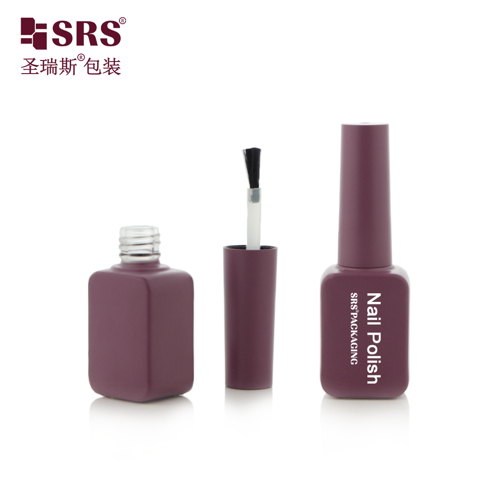 Customize Red Color 8ml Frosted Nail Polish Bottle Glass Cosmetic Packaging