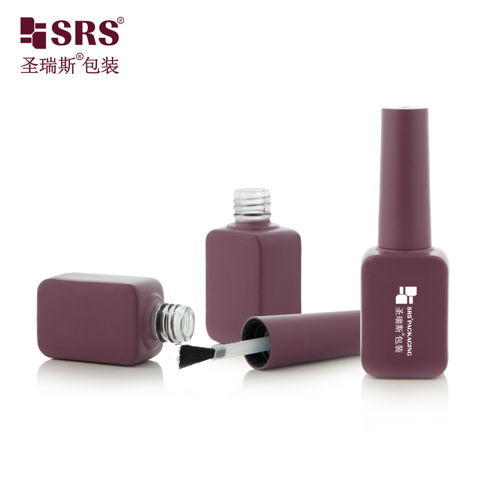 Customize Red Color 8ml Frosted Nail Polish Bottle Glass Cosmetic Packaging
