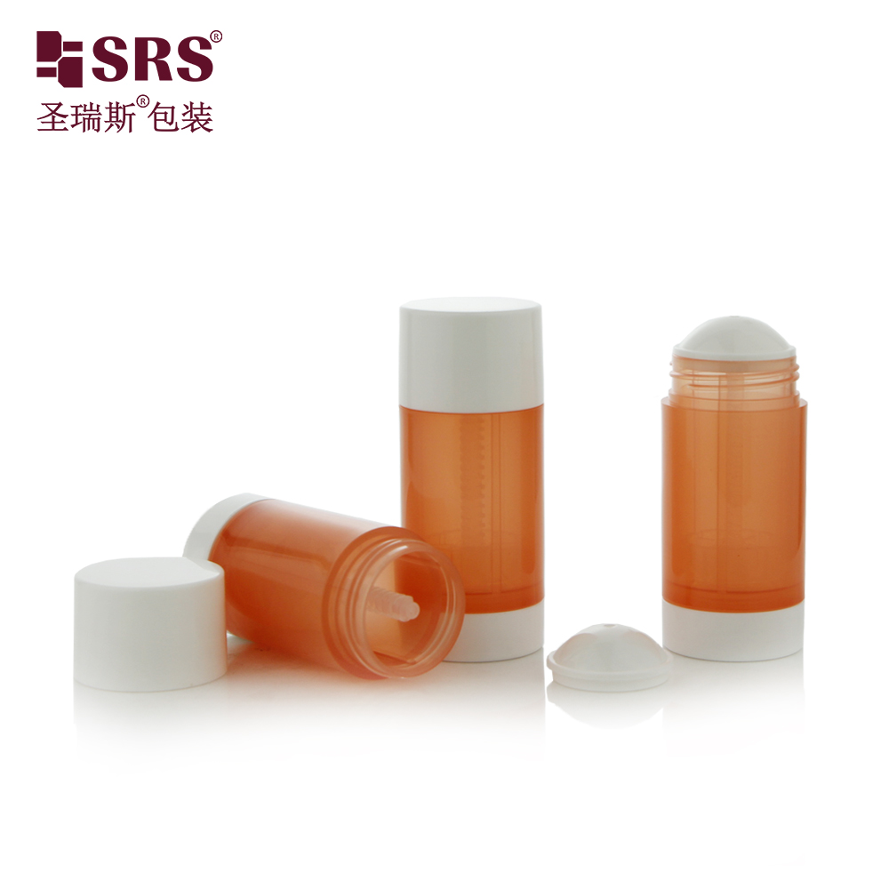 Round Translucent Color Pink Blue Orange Custom PP PCR Fill From Bottom Twist Up Deodorant Stick